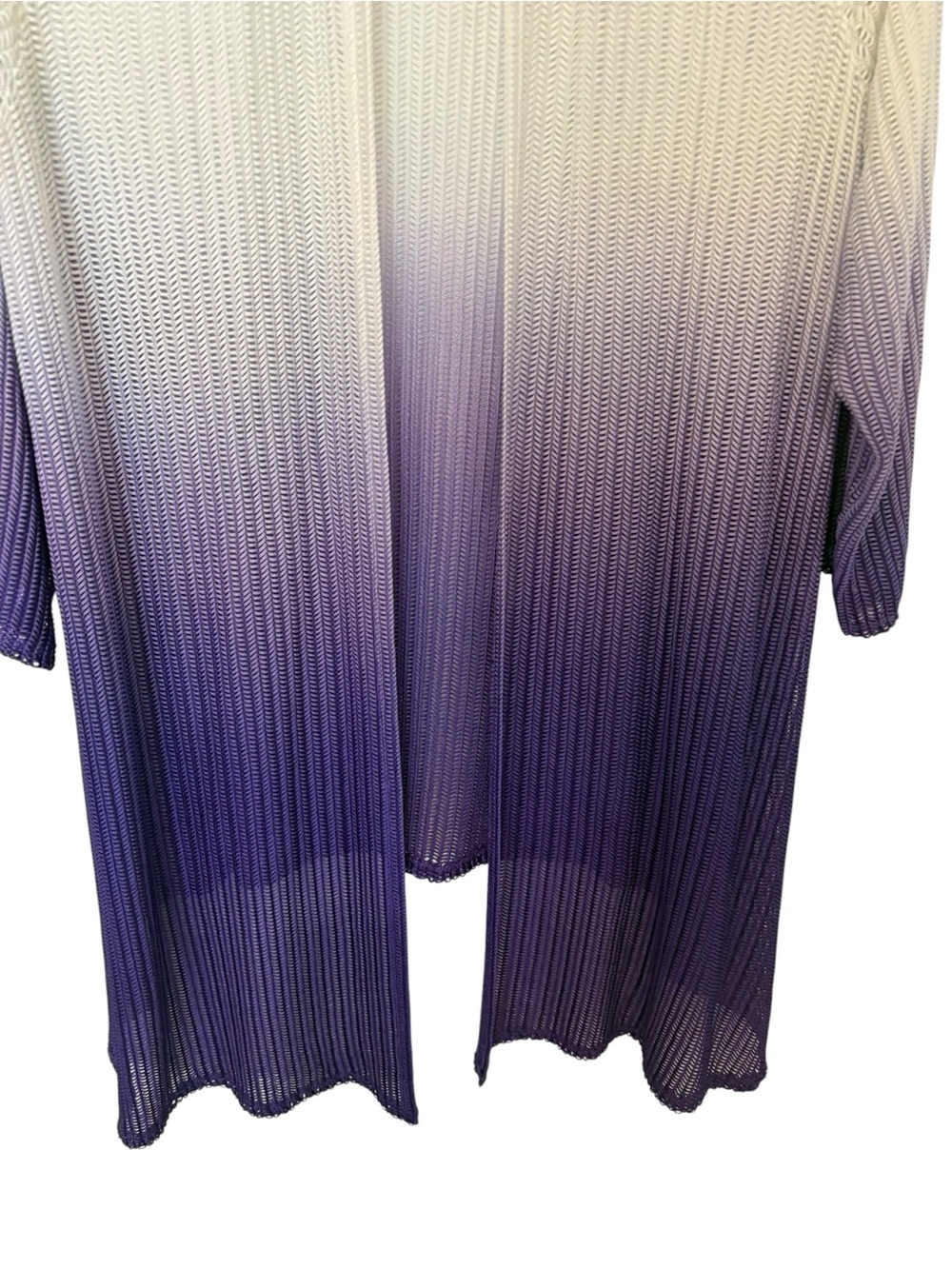 Open-Front Ombre Knit Cardigan in Cream and Purple - Picture 2 of 5